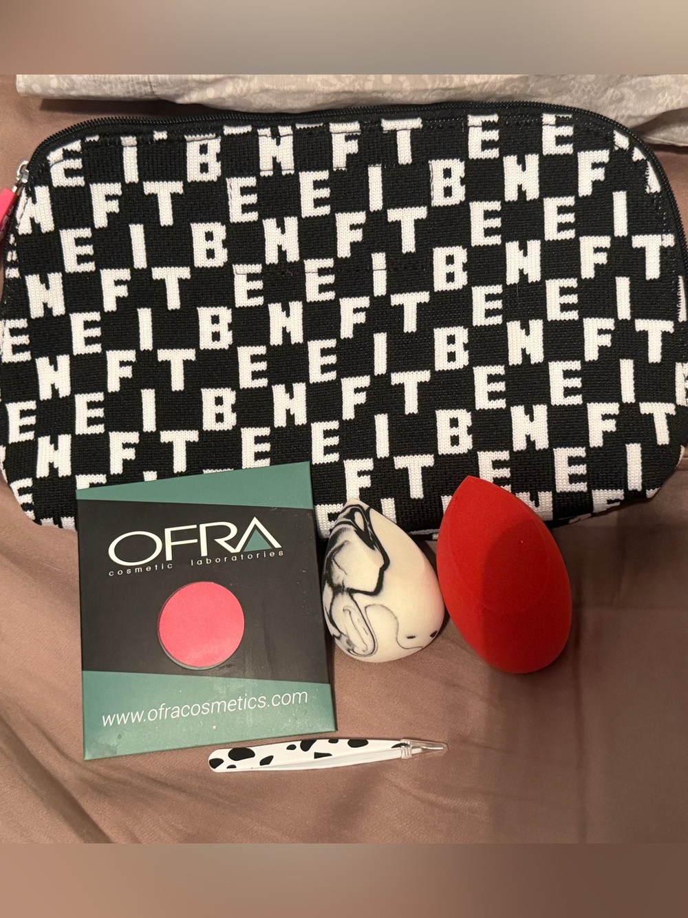 Benefit Cosmetics LE Makeup Bag Bundle + Accessories
